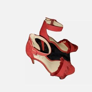 Vince Camuto Joshina Nubuck Womens Red Fringe Pump